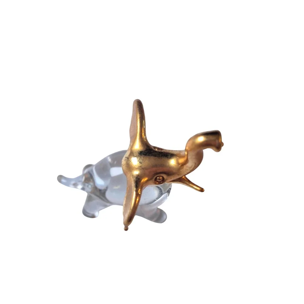 1950's Vintage Hand-Blown Glass Elephant -trunk‎ up for luck~Figurine